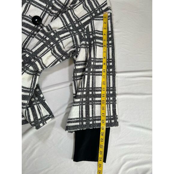 Ali Miles Plaid Blazer Car Coat Womens Size 1X Black White Boho Casual Mature - Picture 10 of 10